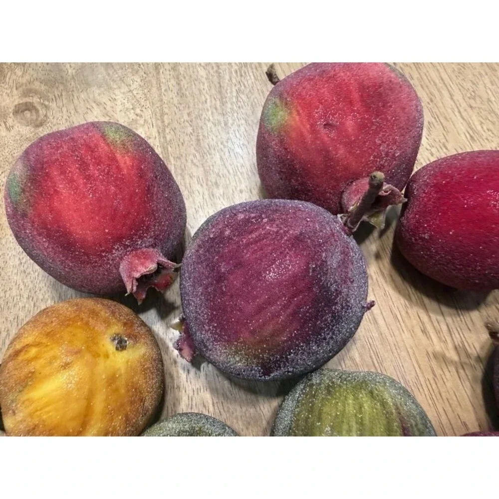 vtg Flocked Sugared Faux Fruit Bundle 20pc Pears Pomegranates apples Fall Decor
